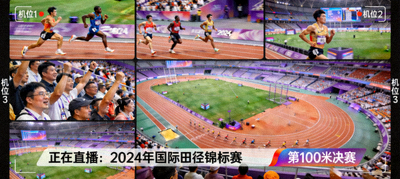 体育赛事直播画面，多机位转播
